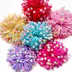 50pcs Rubber Hairbands Girl Kids Hair Bands With Acrylic Beads Base Elastic Hair Tie DIY Hair Accessories Wholesale