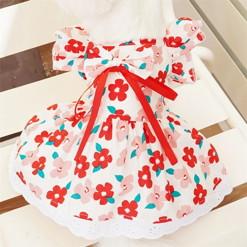Sweet Princess Style Dog Dresses Bowknot Dog Skirt Summer Puppy Clothing Fashion Cat Princess Dress Pet Outfits Chihuahua Skirt