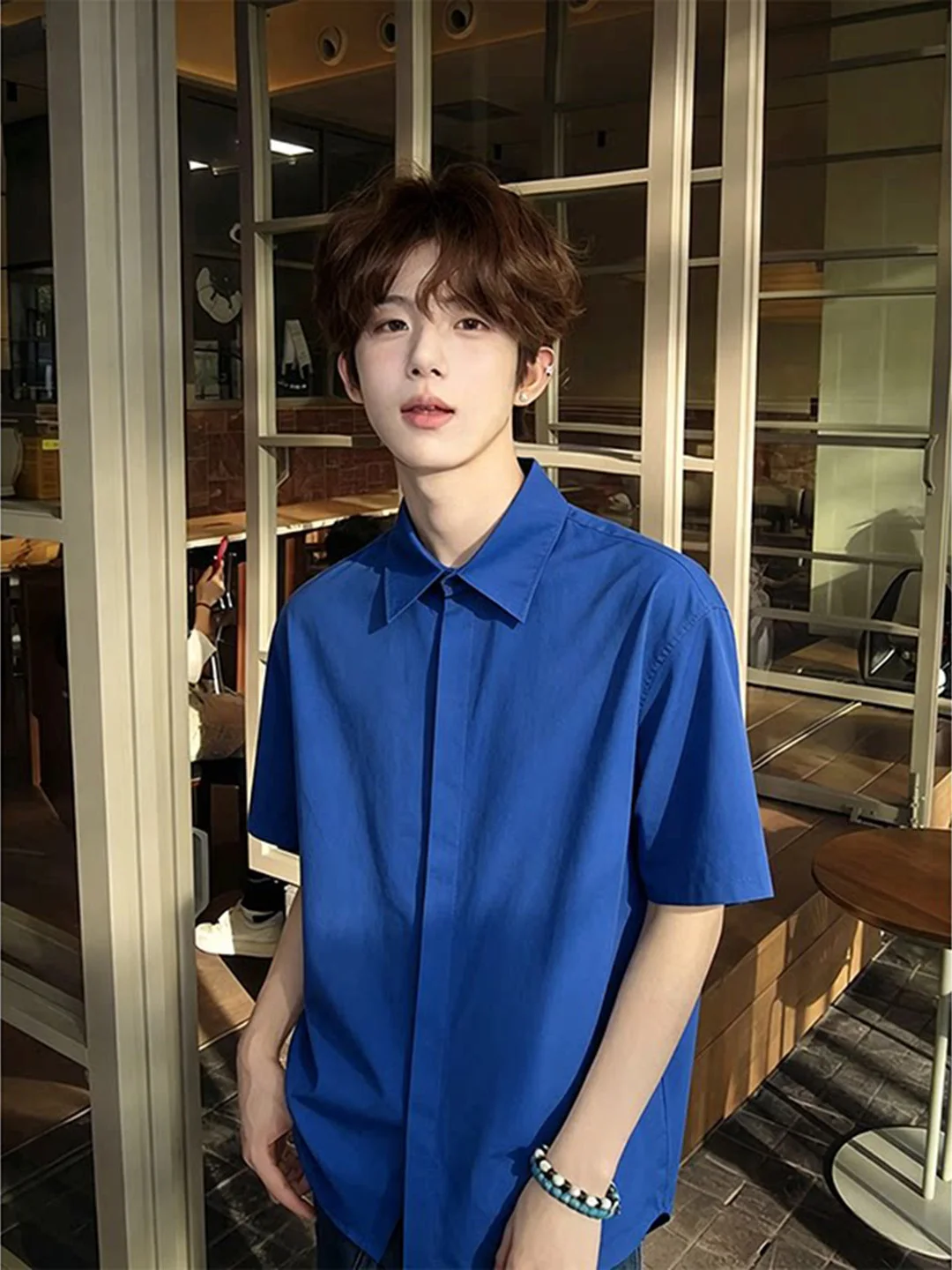 

Cleanfit Ice Silk Short Sleeve Shirt Men's Summer Casual Style Loose Fit Breathable Comfortable Half Sleeve Button up Shirt