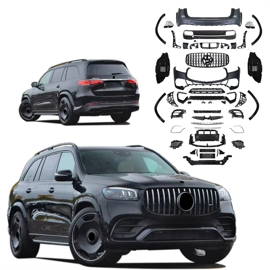 

Auto Facelift Refit Body Kit for -Benz GLS X167 2020-2022 Update to GLS63 Style Front Rear Bumper Assembly Grille