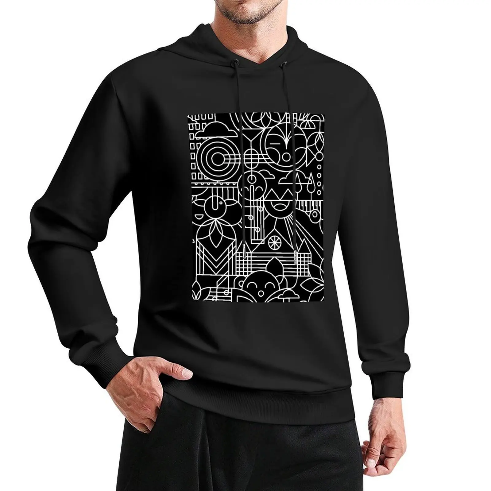 Black Tracery Pullover Hoodie graphic t shirts men aesthetic clothing autumn jacket men hoodie for men