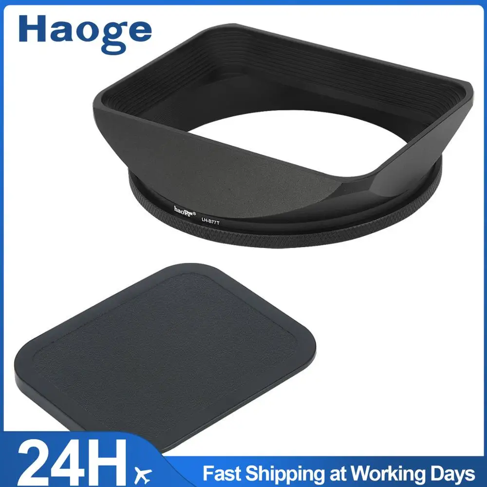 Haoge 77mm כיכר מתכת עדשת הוד עם כובע עבור 77mm Canon ניקון לייקה Zeiss Nikkor פוג 'י עדשת ו 77mm מסנן עדשת חוט