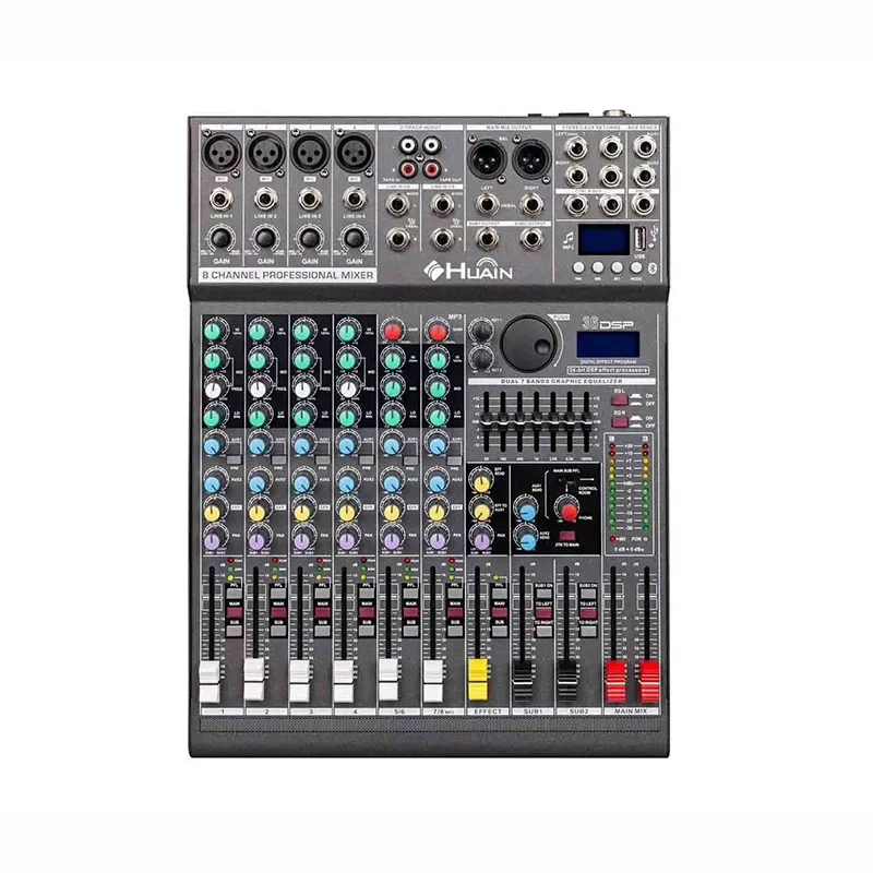 HUAIN 8 Channel guitar digital consola mixer With USB controller audio professional console  mixer