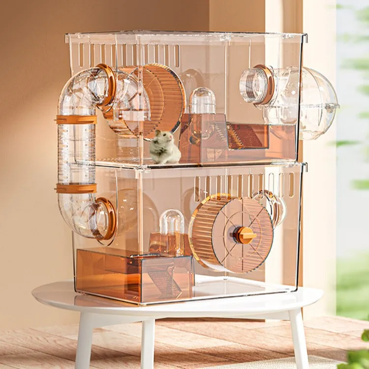 

Hamster Cage Anti-bite Transparent Double-layer Oversized Luxury Villa Golden Bear Hamster Special Pet Feeding Box
