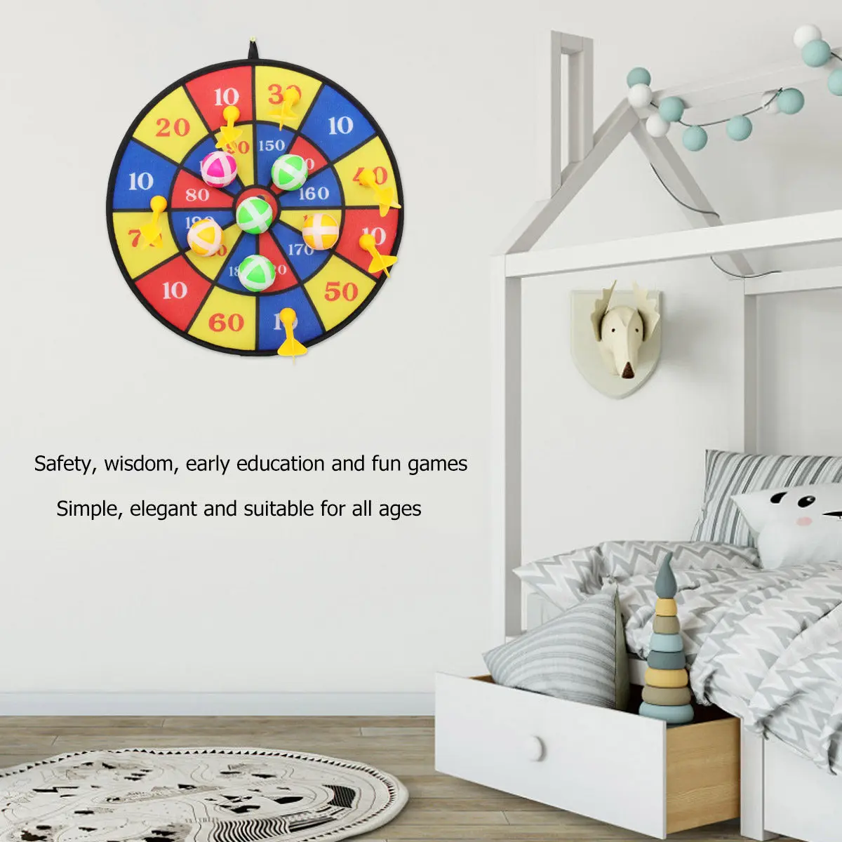 

1 Set Dartboard Board for Adults Double Sided Premium Material Smooth Surface Leisure Game for Office Home Club Tournament