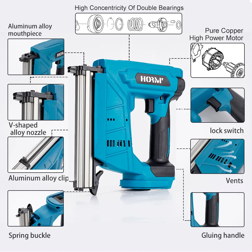 20V Electric Nail Gun 422J U Nailer Stapler Framing Furniture Electrical  Staple Woodworking Power Tools For Makita Battery