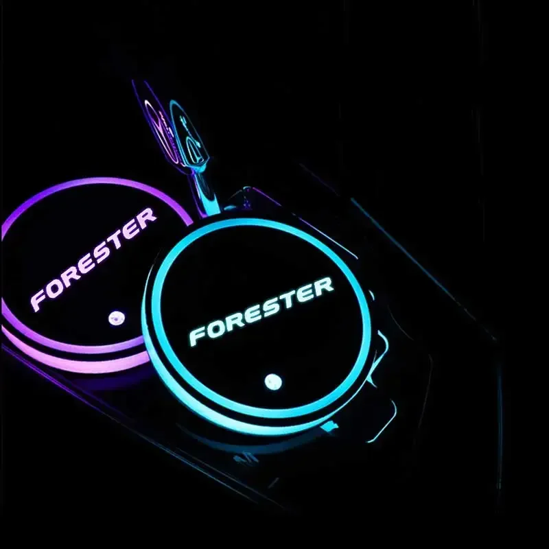 

Multicolor LED Car Coaster Holder Car Water Cup Mat Light Ambient Light for Subaru Forester Logo XV WRC OUTBACK WRX BRZ IMPREZA