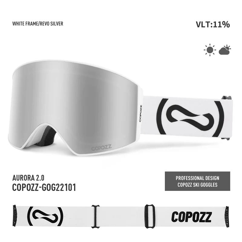 COPOZZ Magnetische professionelle Skibrille, UV400-Schutz, Antibeschlag-Skibrille für Männer und Frauen, Schnellwechsel-Linse, Snowboardbrille