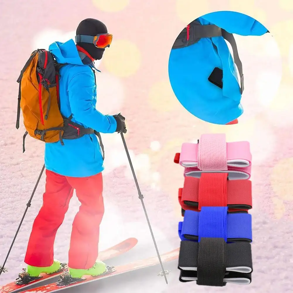 Adjustable Ski And Pole Carrier Strap Nylon Ski Holder Straps Portable Snowboard Carrying Strap Skiing Snowboard Accessories