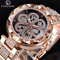 Forsining 342 Hollow Flywheel Mechanical Women's Watch Full Automatic Ladides Flower Live Broadcast Business Waterproof Belt