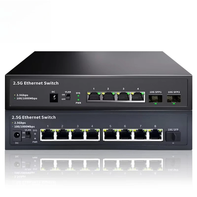 8-Port RJ45 2.5Gb/s Unmanaged Desktop Network Switch With QoS 10G Ethernet Switch Capacity Computer Hardware Software