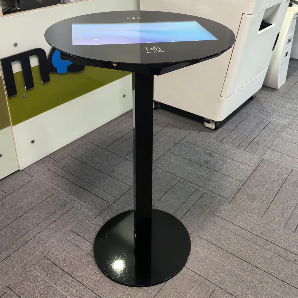 

21.5 Inch Coffee Round Smart Touch Table With NFC Wireless Charger Microphone Function