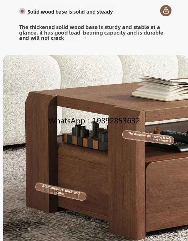 

ZZ solid wood coffee table Italian light luxury living room home high-end walnut small tea table small apartment
