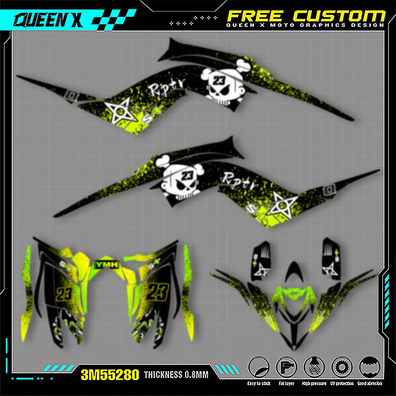 

Queen X MOTOR For YAMAHA RAPTOR700 2013 2014 2015 2016 2017 2018-2023 Full Fairing Motorcycle Graphics Decals Stickers Kits 001