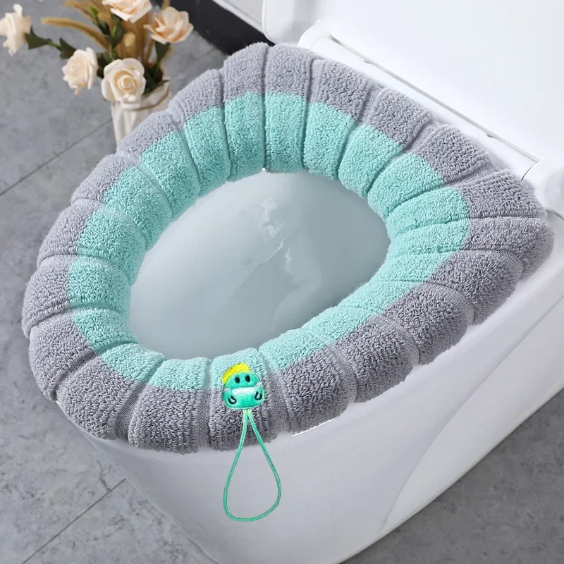 Winter Warmer Wc Bril Cover Mat Badkamer Toiletkussen Kussen Met Handvat Dikker Zacht Wasbare Closestool Warmer Accessoires