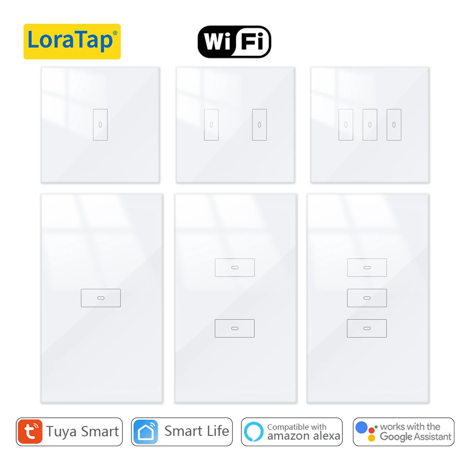 LoraTap Tuya Smart Life EU/US Touch Crystal pannello temperato interruttore della luce App temporizzazione telecomando tramite voce Google Home Alexa