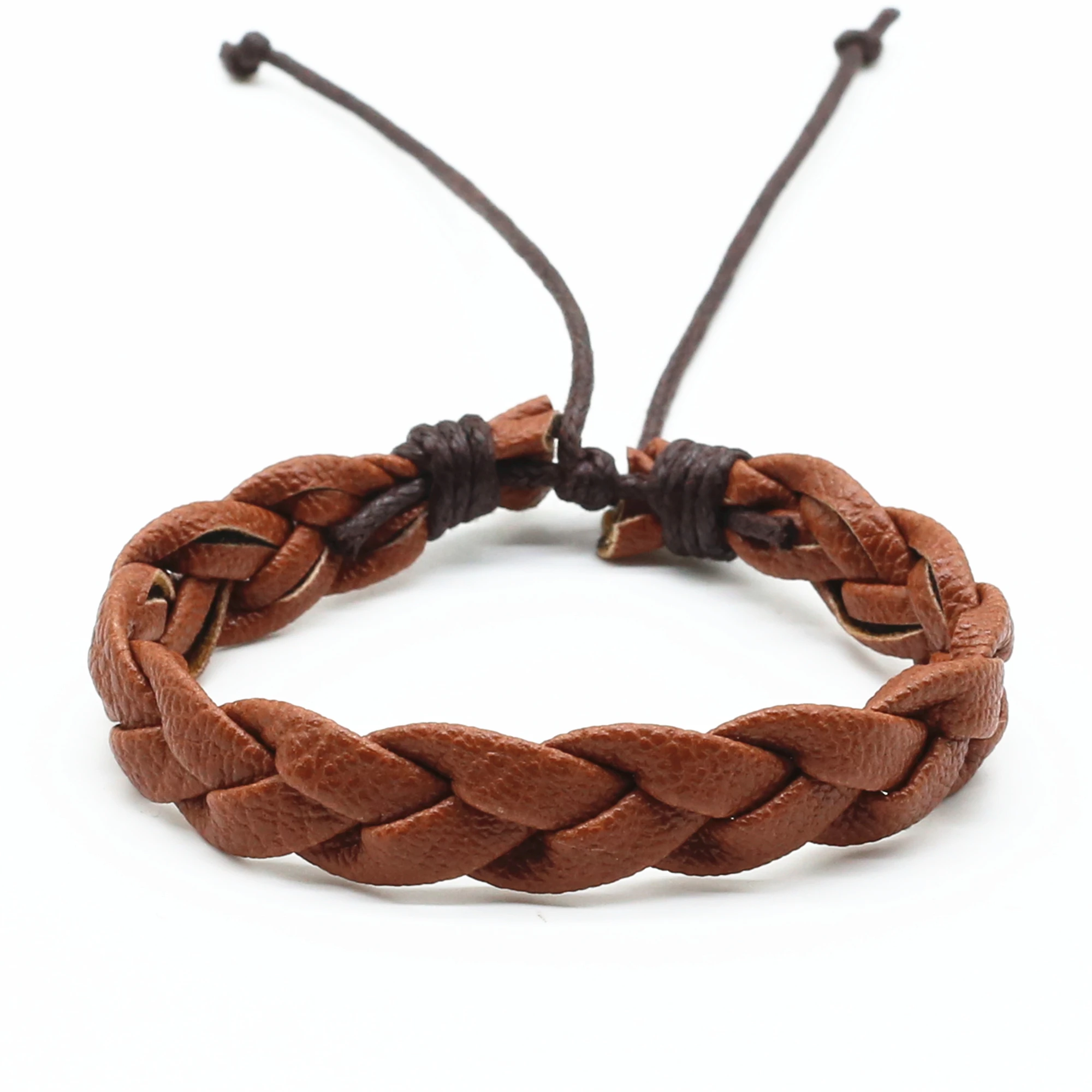 New Braided Leather Bracelets For Men Wrap Wristbands Women Khaki Brown Woven Bangle Homme Cuero Male Jewelry