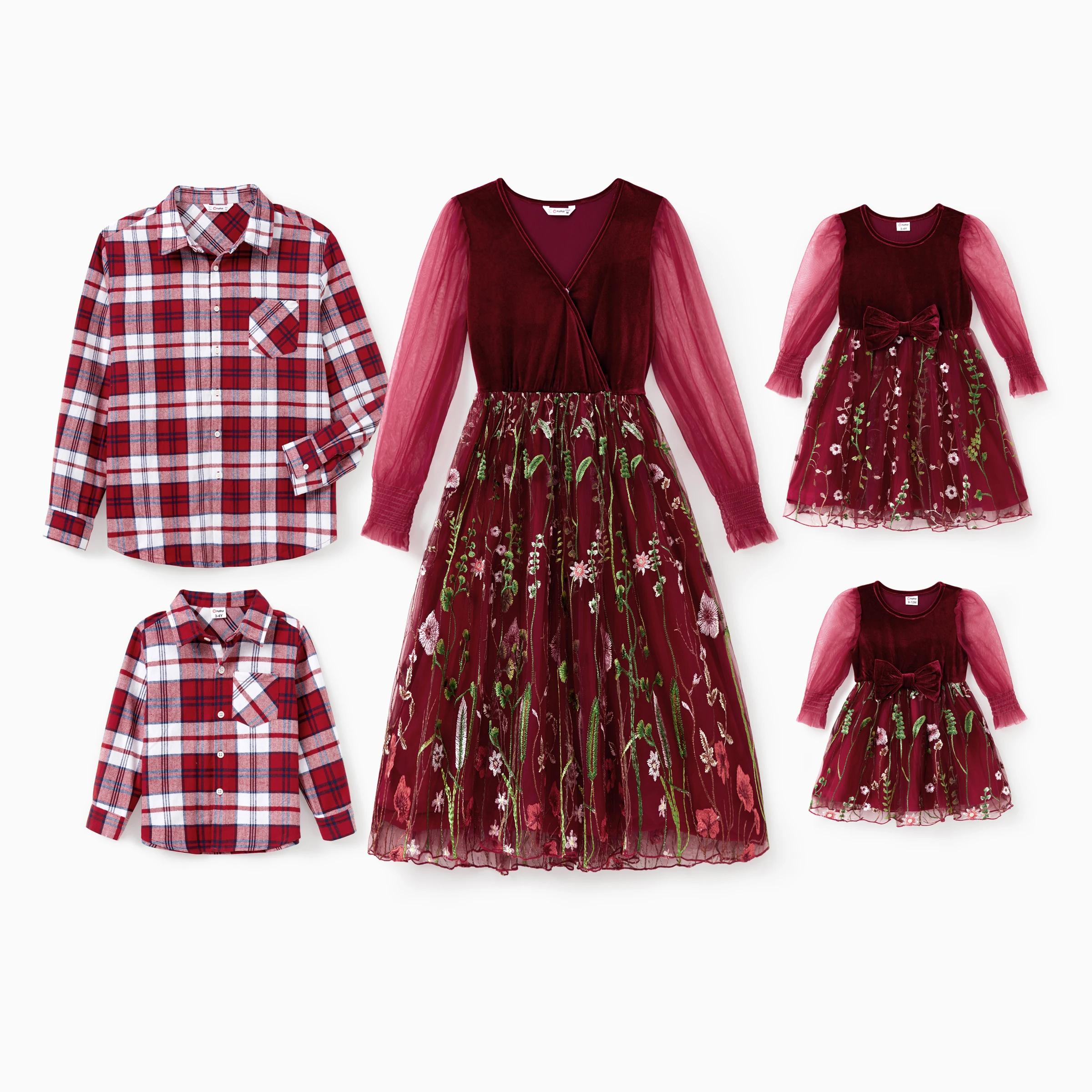

PatPat Scarlet Matching Family Outfits Plaid Shirt or Embroidered Tulle Dress