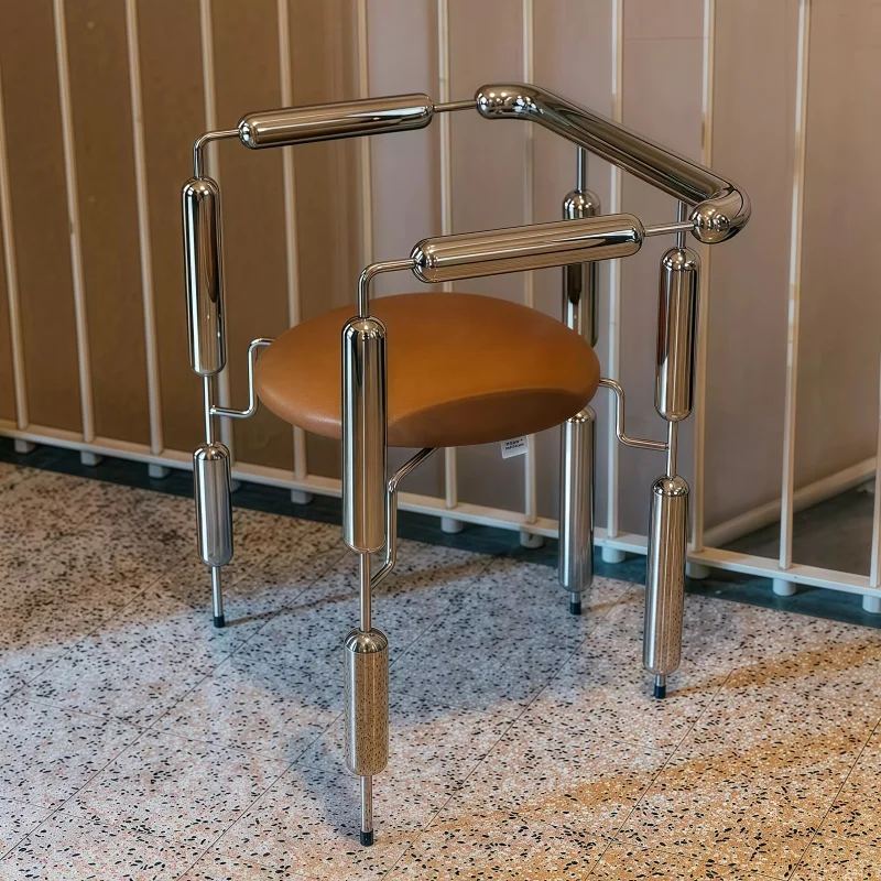 

Modern creative stainless steel poodle armchair designer restaurant chair creative armrest lounge single chair