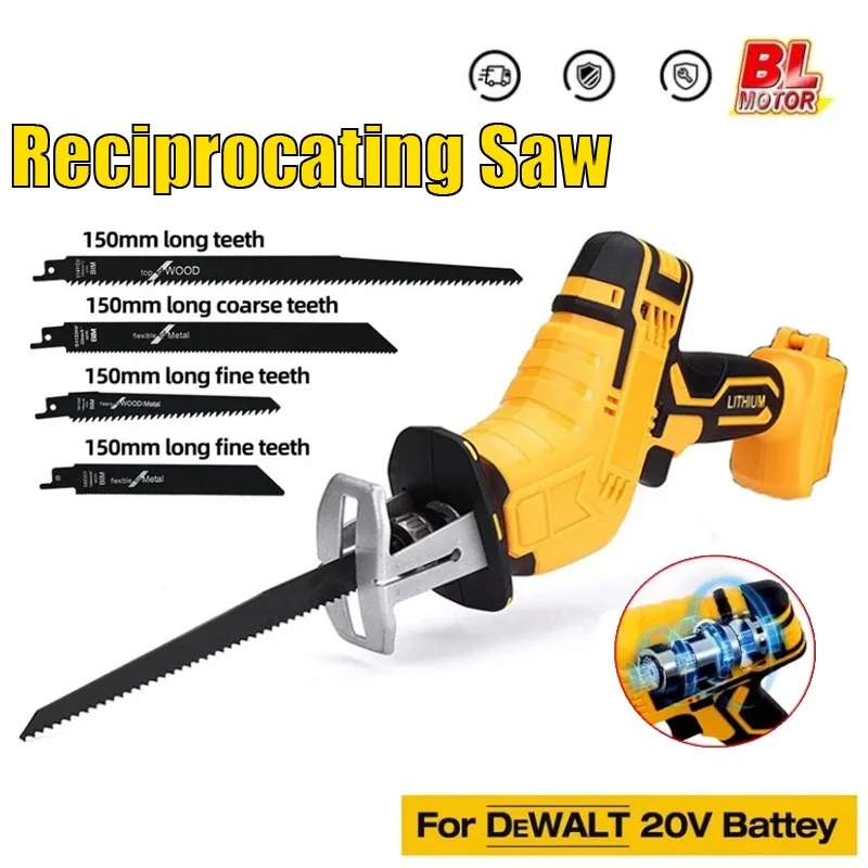 Cordless Reciprocating Saw For Dewalt 18V 20V Battery Electric Cutting Saber Saw Wood Metal Pipe Cutting Power Tools（No Battery）