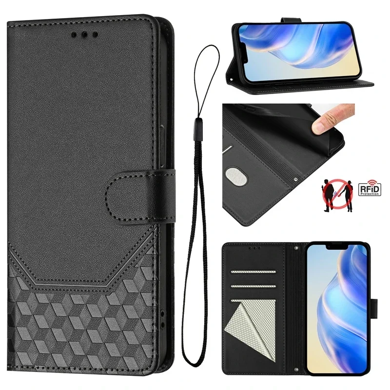 X9B X8B X7B X6B Case For Honor X9b X8b X7b X6b Cover Cellular Pattern Leather Case For Honor X8 X9 X8A X7A X7A Phone Cover Funda