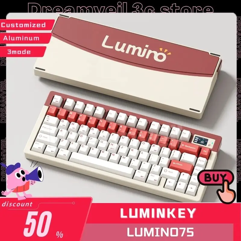 

New Luminkey Lumino75 Keyboard 3mode Gaming Mechanical Keyboard Aluminum Support Via E-Sports Office Customized Desktop Gifts