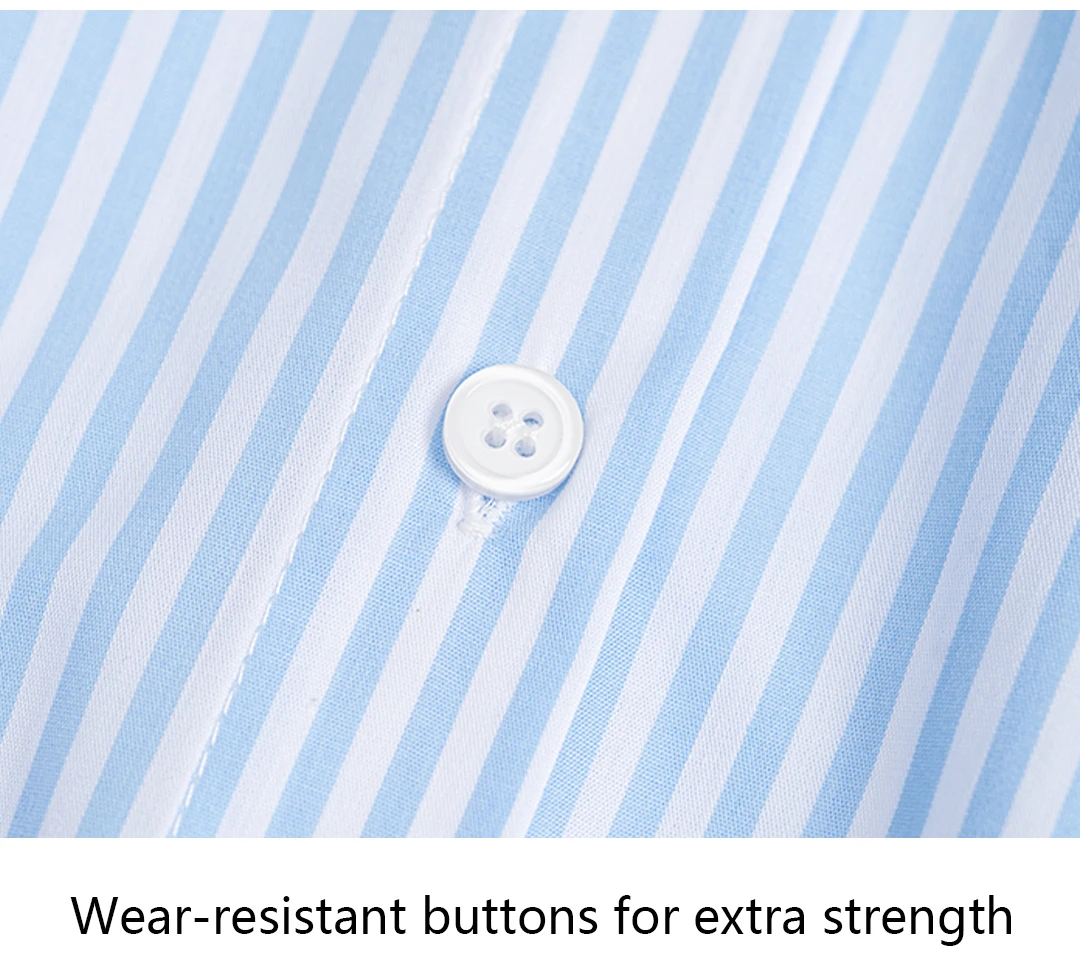 CH Damen-Hemd, blau, weiß gestreift, mit Knöpfen, lockere Passform, langärmlig, lässige Bluse, Oberteile für den Alltag im Büro – Detail 6