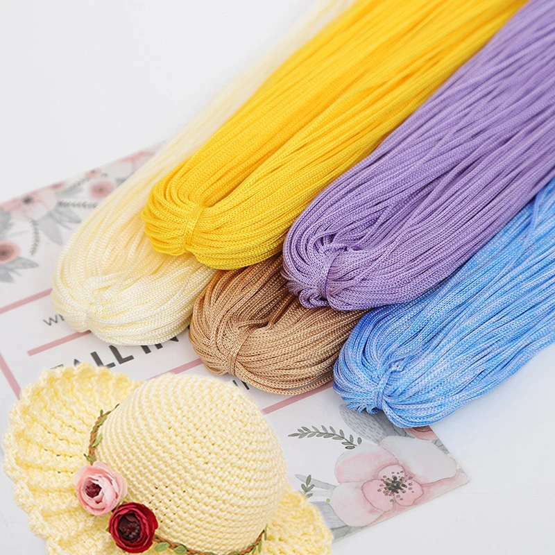 100M Hollow Ice Silk Hook Thread Yarn Color Crochet Summer Nylon Cords DIY Hand-Woven Bracelet Braided Shoes Handicrafts