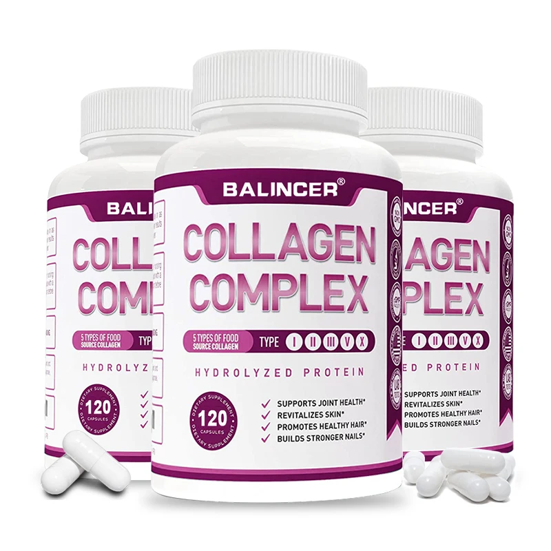 Multi Collagen Capsules, Support Skin Brightening, Anti-Aging, Hair Nail Strength, Joint, Cardiovascular & Gut Digestive Health