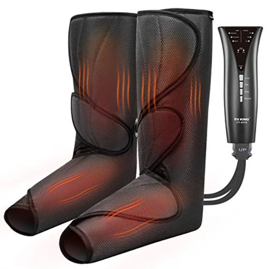 

FIT KING Air Compression Leg and Foot Massager with Heat for Circulation and Pain Relief in Black Great for Swollen Legs Edema