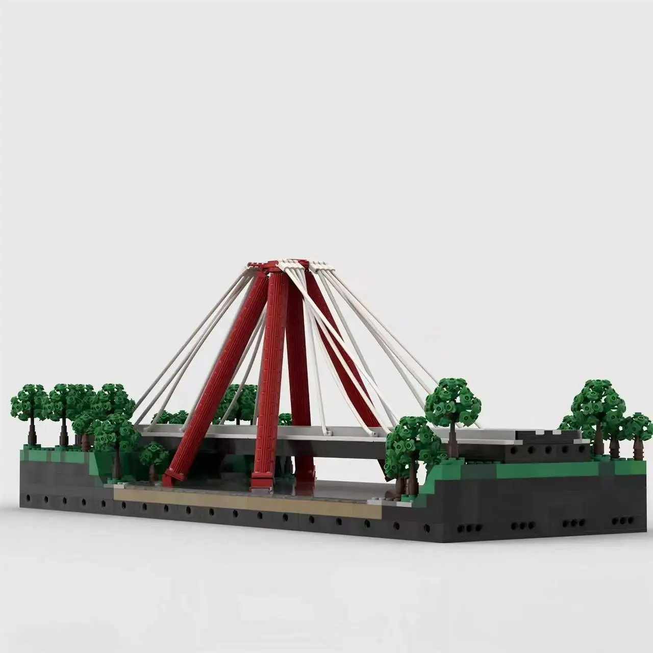 Moc americano robert stewart ponte blocos de construção conjunto 1/200th escala paisagem urbana coleção tijolos brinquedo para o presente aniversário do miúdo