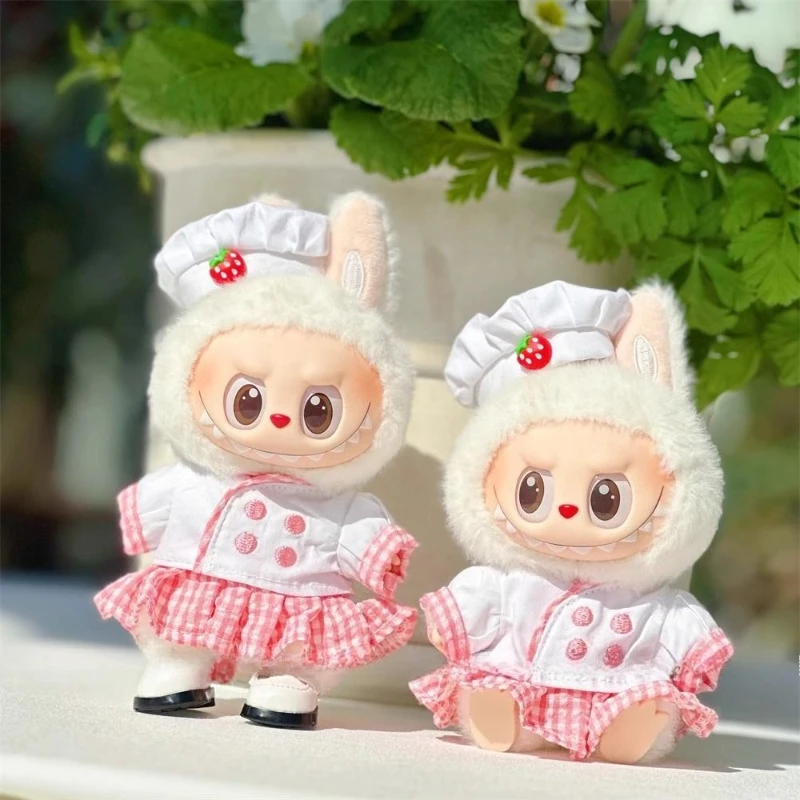

Dolls Clothes for 17cm Labubu V1 V2 V3 High-quality Chef Suit with Hat and Small Skirt Doll Cartoon Cute Decoration Accessories