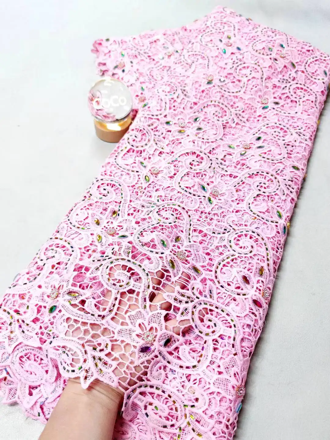 

2025 African Nigerian High-Quality Embroidery Mesh Lace Fabric French Tulle Sequins for Wedding Party Dresses 5 Yards XL111