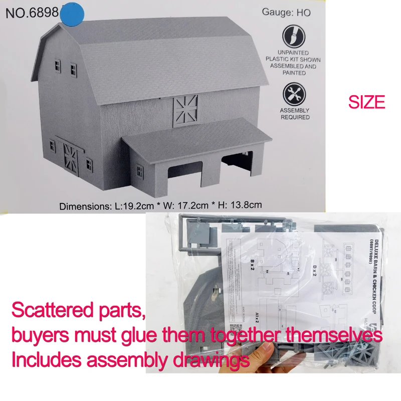 1/87 Ho skala Deluxe gudang kandang ayam Model peternakan Shed rumah plastik arsitektur skala kereta tata letak kereta api