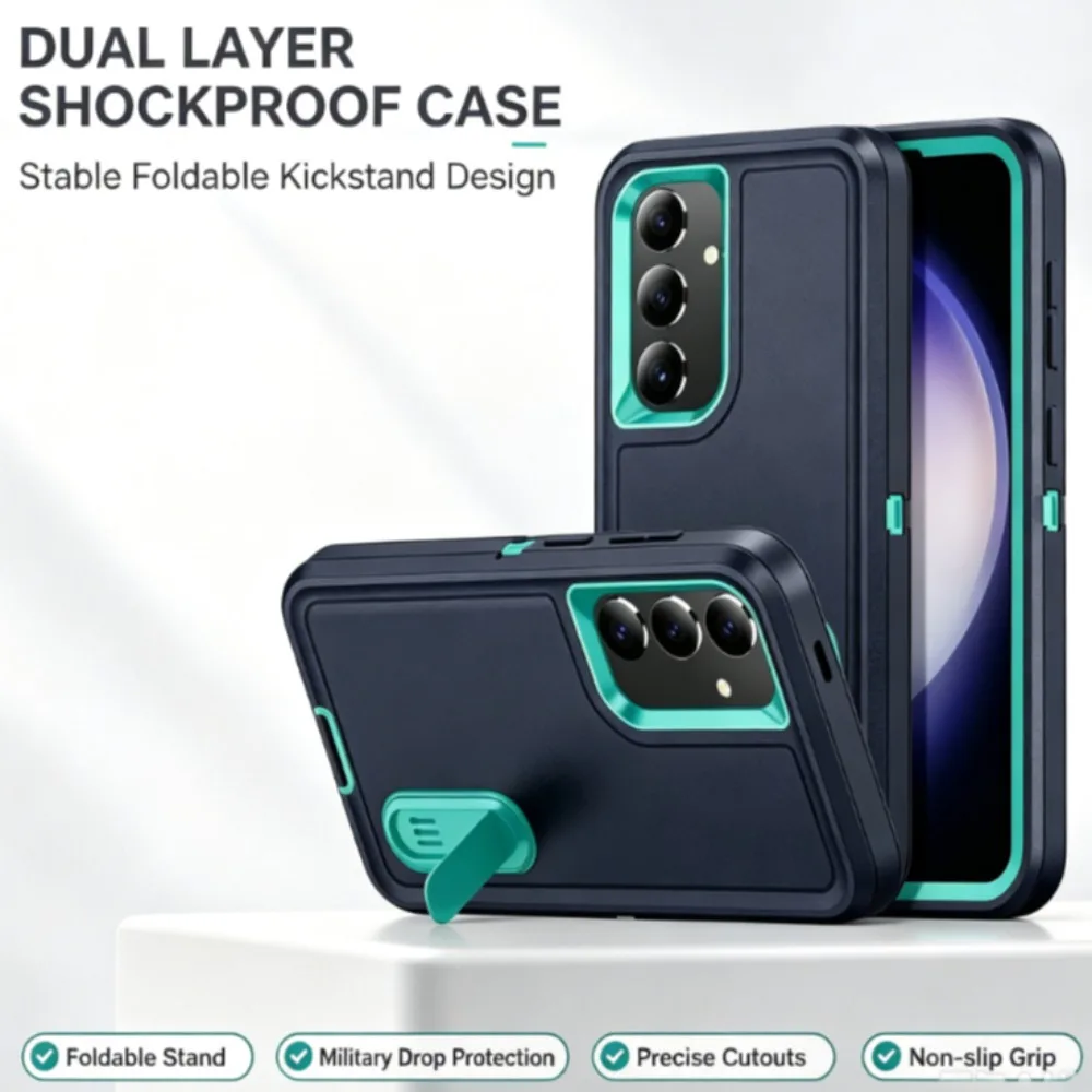 Hybrid Military PC+TPU Rugged Armor Case for Samsung Galaxy A18 A08 A57 A37 A17 A07 A17 A56 A36 A26 A16 A06 OTT-BOX Holder Cover
