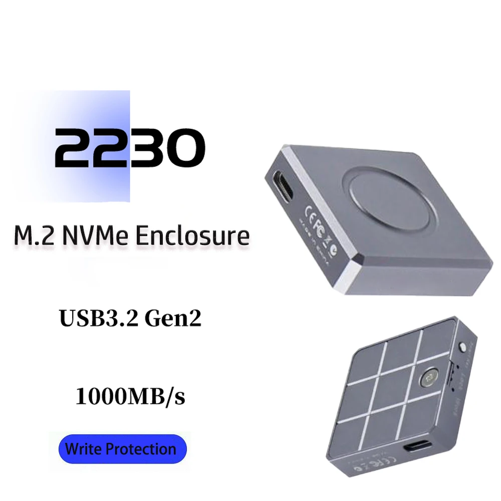 2230 NVMe SSD Enclosure, PCIe USB3.2 10Gbps Aluminum M.2 Case Portable External 2230 Box Supports UASP TRIM Write Protection