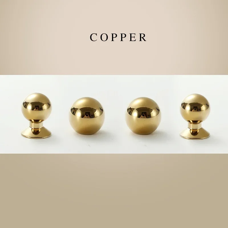 

Solid Brass Cabinet Knobs and Handles Ball Pure Copper French Light Luxury Drawer Knob Wardrobe Door Handle Single Hole