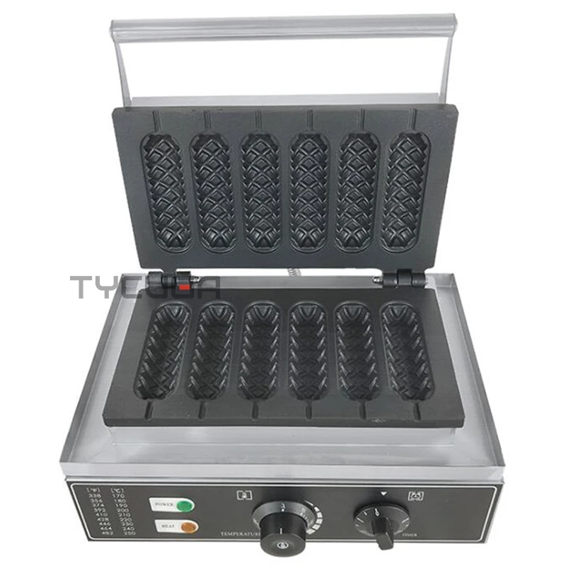 التجارية الكهربائية الكعك الذرة الهراء عصا صانع 6 شبكة متموجة عصا صانع هوت دوج ماكينة غير عصا معدات المخابز