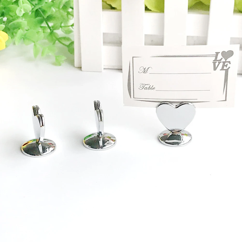 

5 Pcs Seat Holder Desk Heart Shape Gold Holders Memo Note Clip Table Wedding Metal