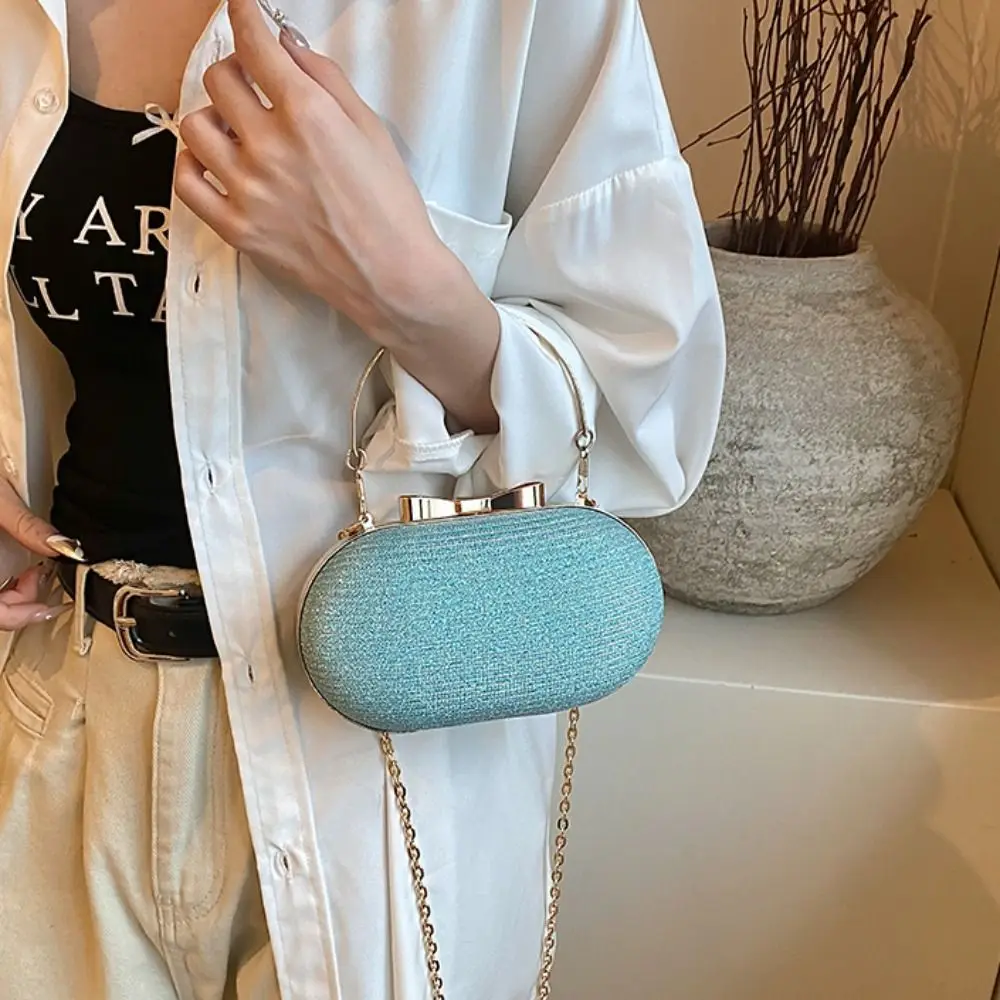 Bolso de mano portátil con hebilla de lazo para mujer, bolsa de muñeca con purpurina, bolso de hombro con diamantes de imitación, bolso de mano para mujer