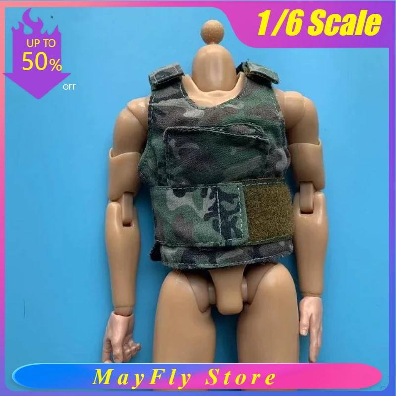 

1/6 Scale Male Soldier Jungle Camouflage Jacket Bulletproof Vest Chest Rig Loose Parts for 12inch Action Figures Body Clothing