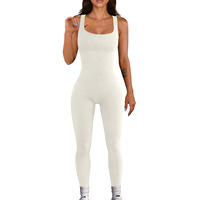 Women's Onesie Autumn and Winter New Threaded Yoga Suit Square Neck Hip Lift Slim Sexy Jumpsuit