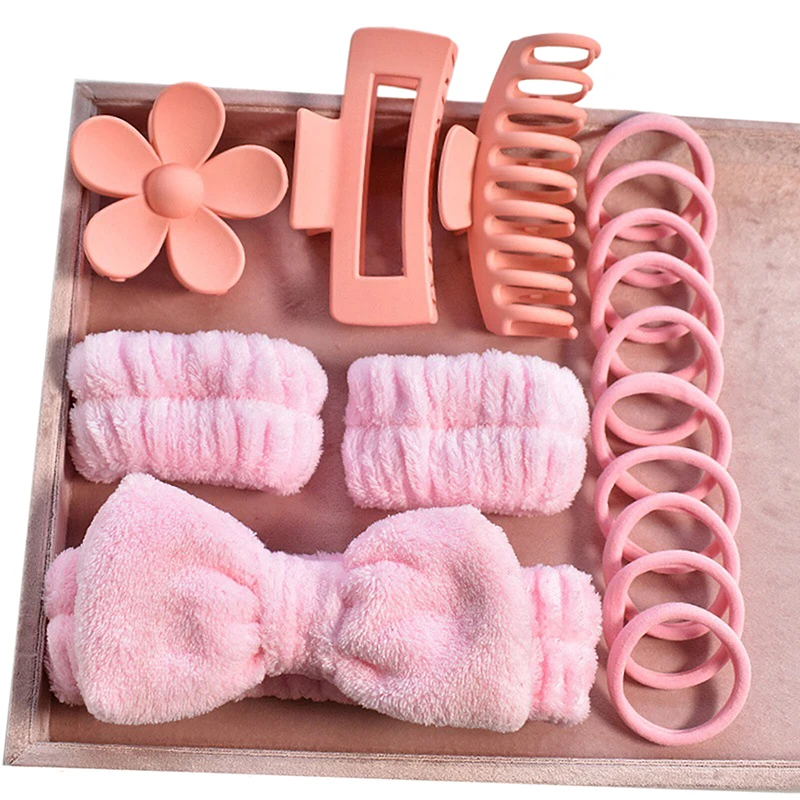 16PCS Soft Farbic Scrunchies Ponytail Hair Rope Set For Women Elastic Hair Rubber Bands Hair Claw Hair Accessories