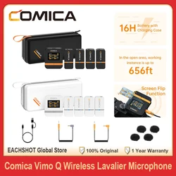 Comica Vimo Q Four-Channel Mini Wireless Lavalier Microphone for Camera Smartphone PC Video Recording Interview Youtuber Vlogger