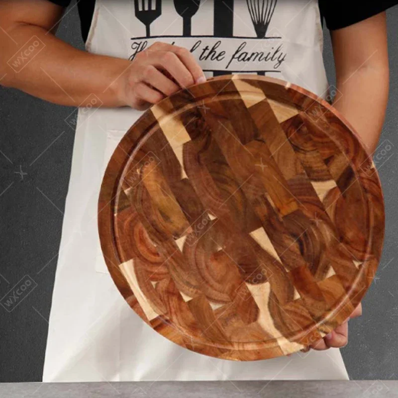 WXCOO Acaci Round Cutting Board Food Grade Chopping Board Double-sided for Vegetables Meat Bread Kitchen Gadget