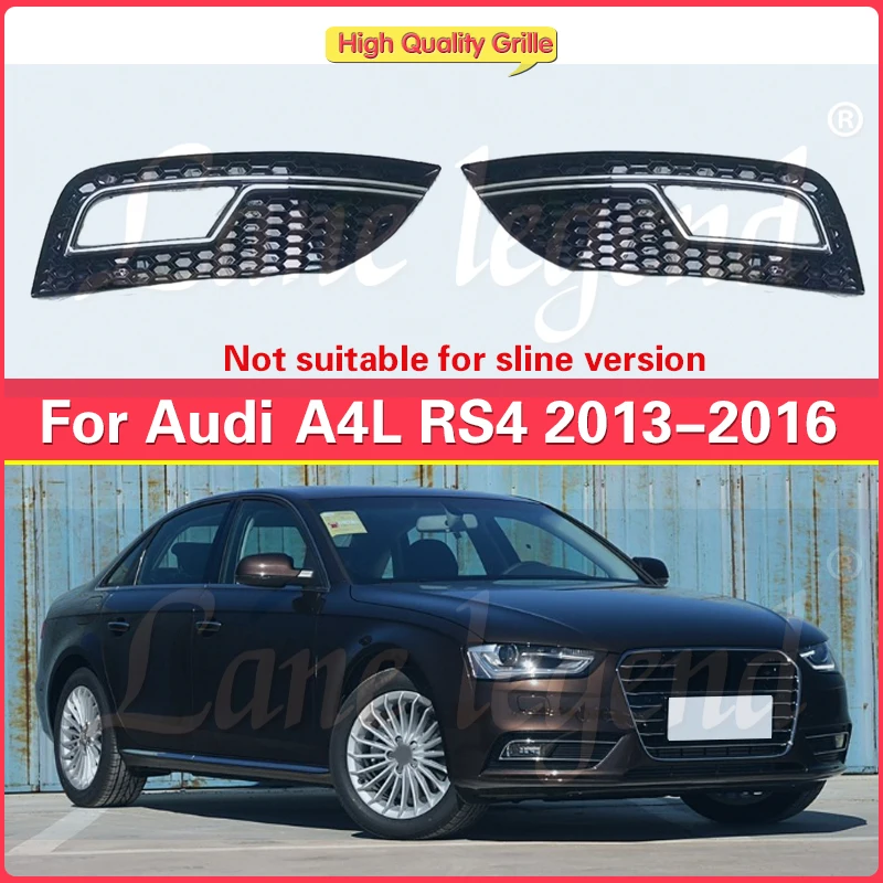 For Audi A4 B8.5 Standard Edition 2013-2016 Fog Lamp Grill Chrome / Black Honeycomb Mesh Car Front Bumper Fog Light Grille Cover