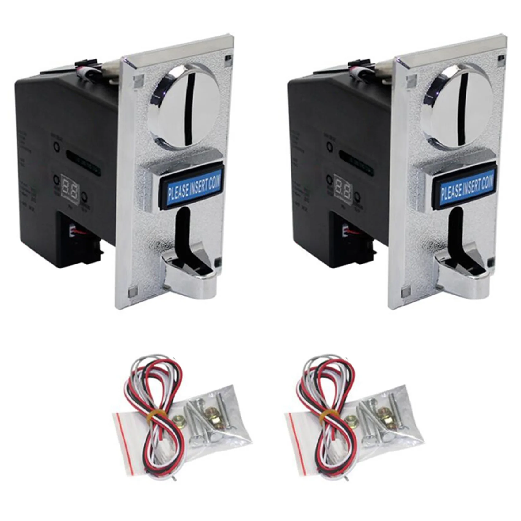 [A19P Newest!!] 2X Programable Plastic Multi Coin Acceptor Electronic Roll Down Coin Acceptor Selector Mechanism Side Coin