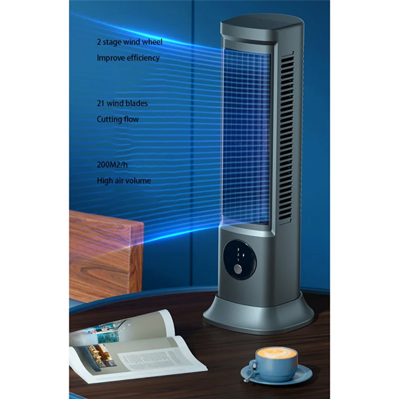 Desktop Bladloze Ventilator, Usb Oplaadbare Draagbare Airconditioner 3 Snelheden Stille Tafeltorenventilator