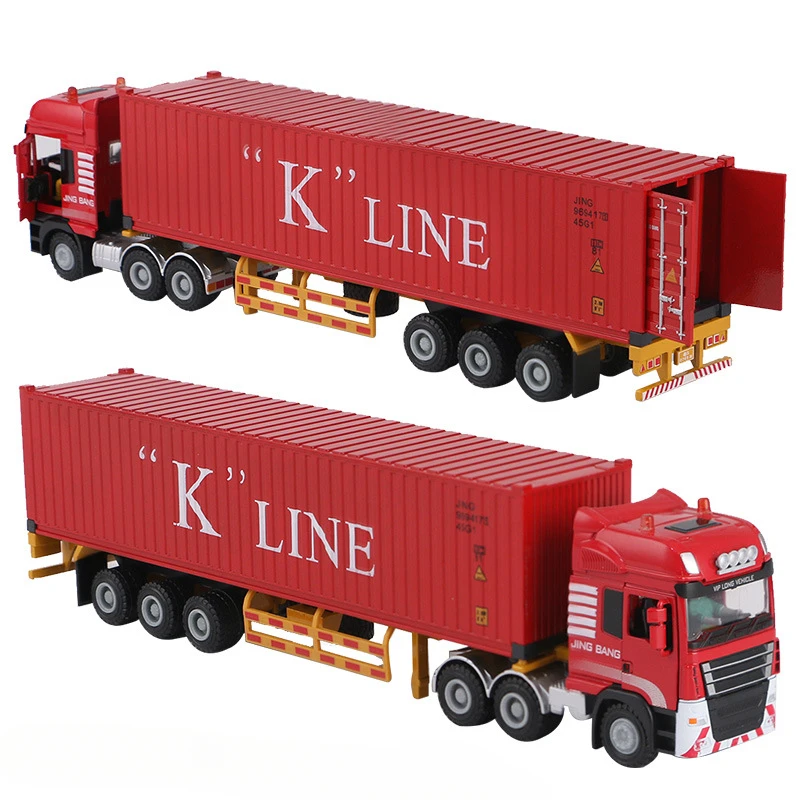 Alloy Container Truck Large Truck Express Transport Vehicle Large Engineering Vehicle1:50 Collection Model