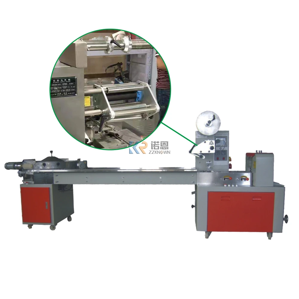 Máquina Horizontal automática para embalaje de alimentos, embalaje para galletas, pastel, pan, dulces, Chocolate, Bar, almohada de envoltura